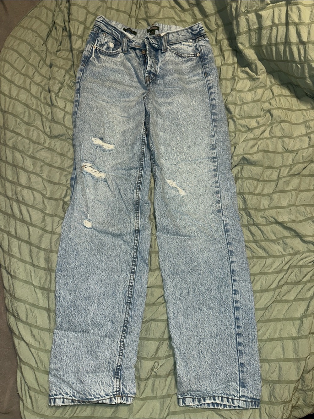 wild fable Light Blue Distressed Straight-Leg Jeans